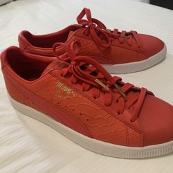 Puma Clyde Snake Embossed Sneaker Red