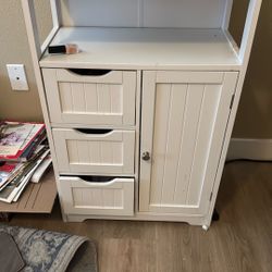 Cabinet - White With 3 Drawers And 1 Storage Area 