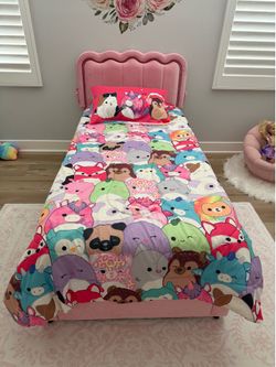 Twin size princess crown bed led lights in headboard