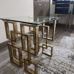 Gold And Glass End Table And Console 