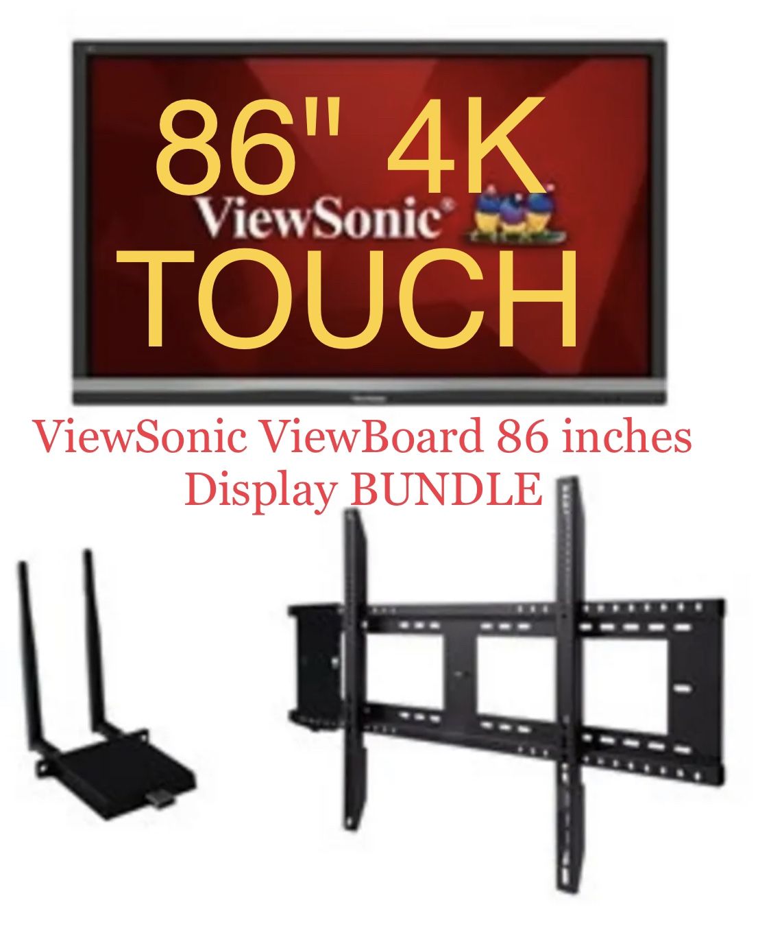 ViewSonic ViewBoard IFP8652 86" 4K Interactive Display BUNDLE + Tilt TV Mount
