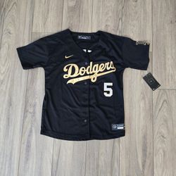 Youth Dodgers Vapor Premier Limited Jersey – All Stitched – Black Gold – Freeman