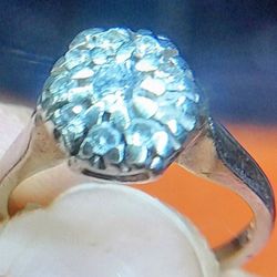 14k White Gold Floral Art Deco Ring