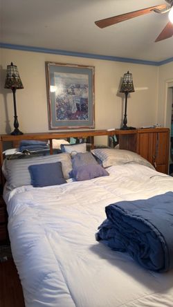 Wood Bookcase Headboard Bed Frame
