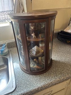Small Wood and Glass Curio Cabinet