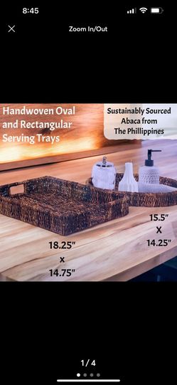 Birdrock Set of 2 Piece Handwoven Serving Trays