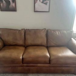 Genuine Brown Leather Sofa Couch
