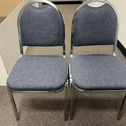 2 Stacking Chairs Blue Tweed