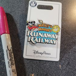 Disney Collectible Pin,  Opening Of Runaway Railway, Silver Collectible Pin, Mickey And Minnie 