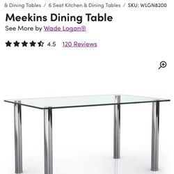 Modern Glass Dining  Table $450 