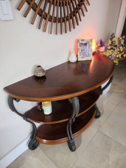 Demilune Console Table with Shelves