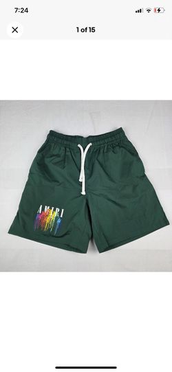 Amiri MA Drip Logo Swim Shorts XL Green Lined Drawstring Authentic Genuine USA Gucci