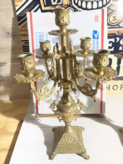 00-296 Vintage Brass Candelabra set of 2