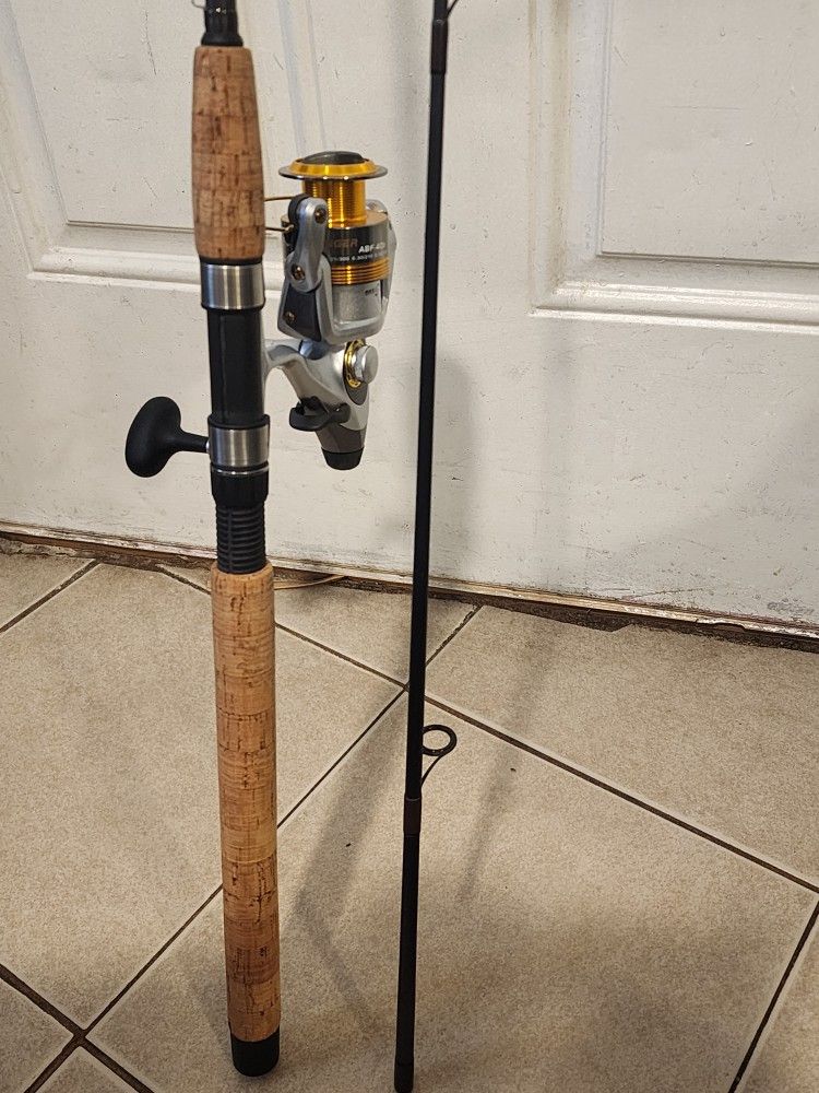 GX CUSTOM MADE GRAPHITE POLE WITH OKUMA BAITRUNER ABF40 REEL 8"4FT 6-14LB ACTION MEDIUM LIGHT 2 PIECES 