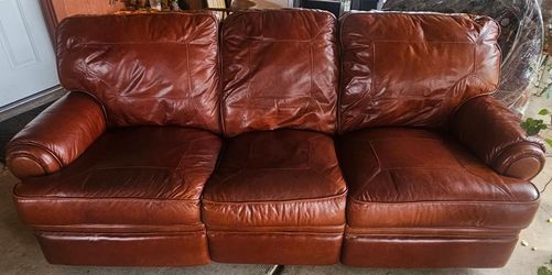 Leather recliner couch and recliner chair