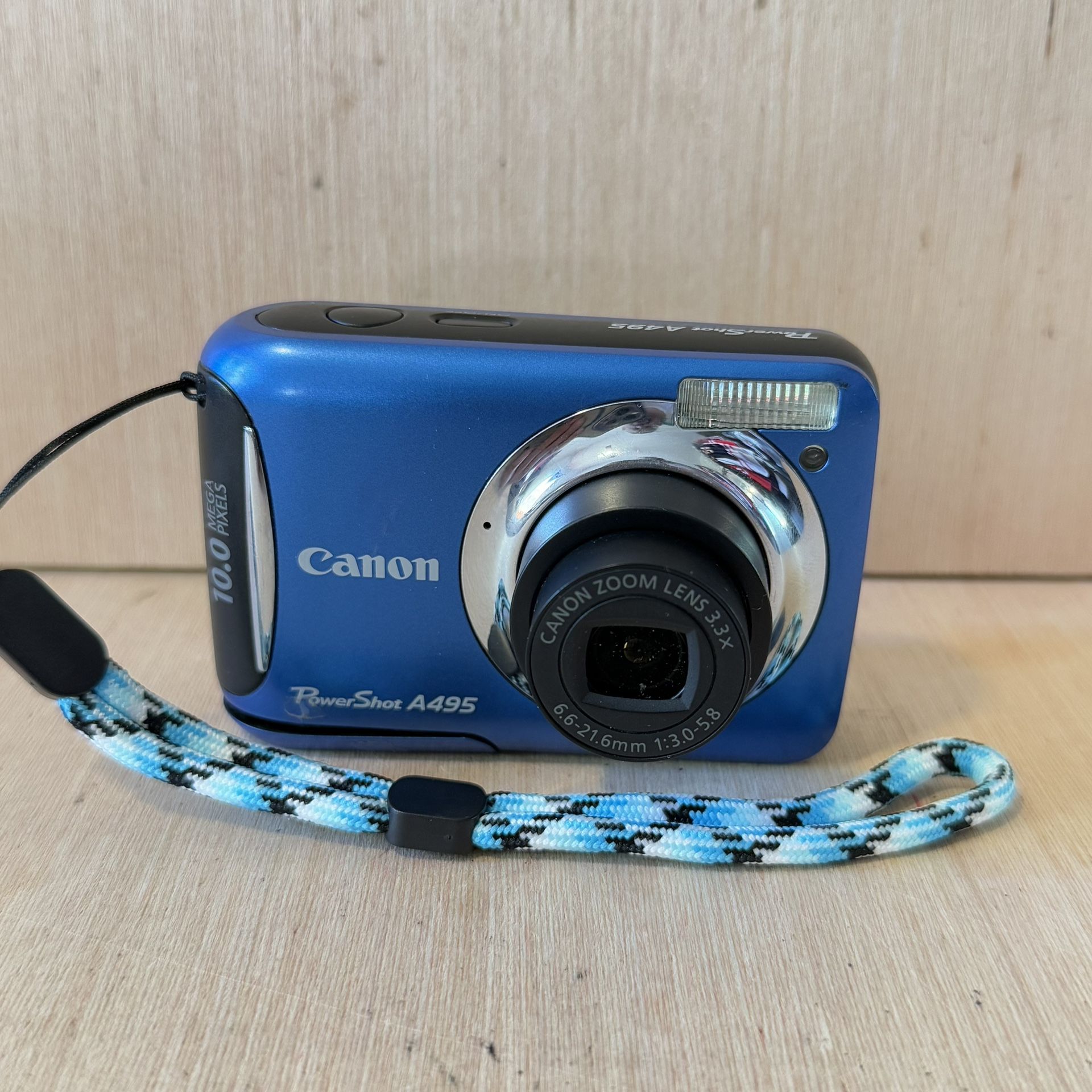 Canon Powershot A495 Blue 10.0MP Digital Camera Tested Good w/Batt-SDCard-Read!