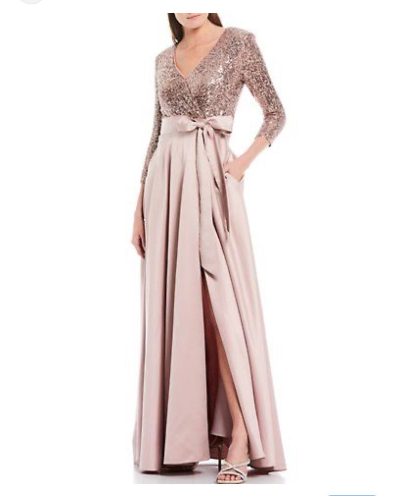 XScape 2/4 Sleeve https://offerup.com/redirect/?o=U2VxdWluLlRvcA== Satin Ball gown.Mauve 12 Size 6