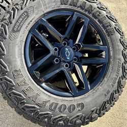   18" OEM 2024 Chevy Silverado ZR2 Trail Boss Wheels Goodyear Wrangler MT LT275/70R18 GMC AT4