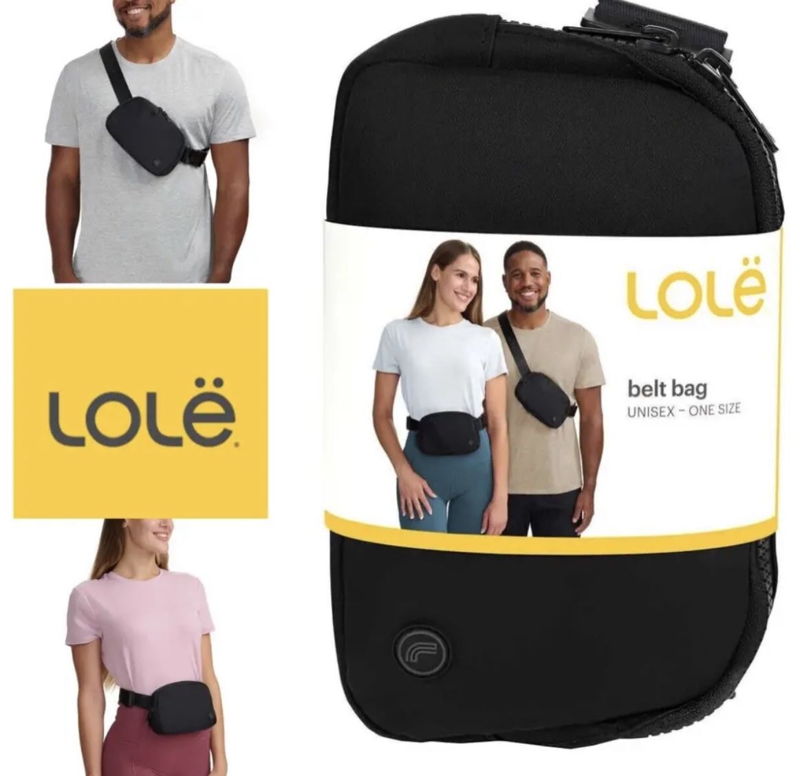 Lole Unisex Belt Bag Black Crossbody Fanny Pack Waist Bag new 100% authentic