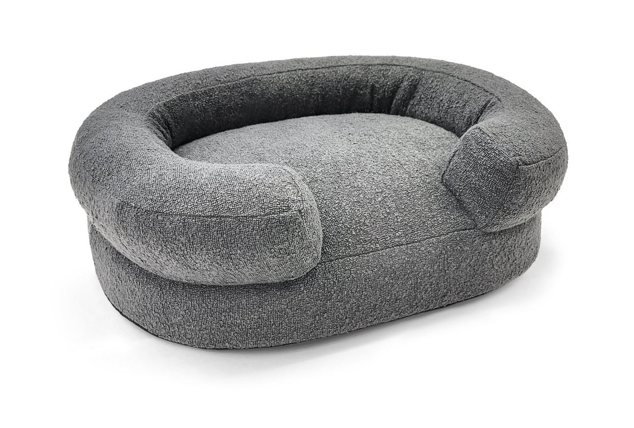 Beautiful Bolster Small Pet Bed, 21 x 27 x 7in, Charcoal by Drew Barrymore