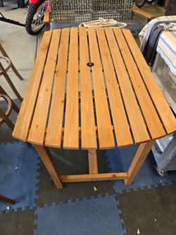 Patio Outdoor Fir Wood Dining Table 1.5" Umbrella Hole Backyard Garden Natural