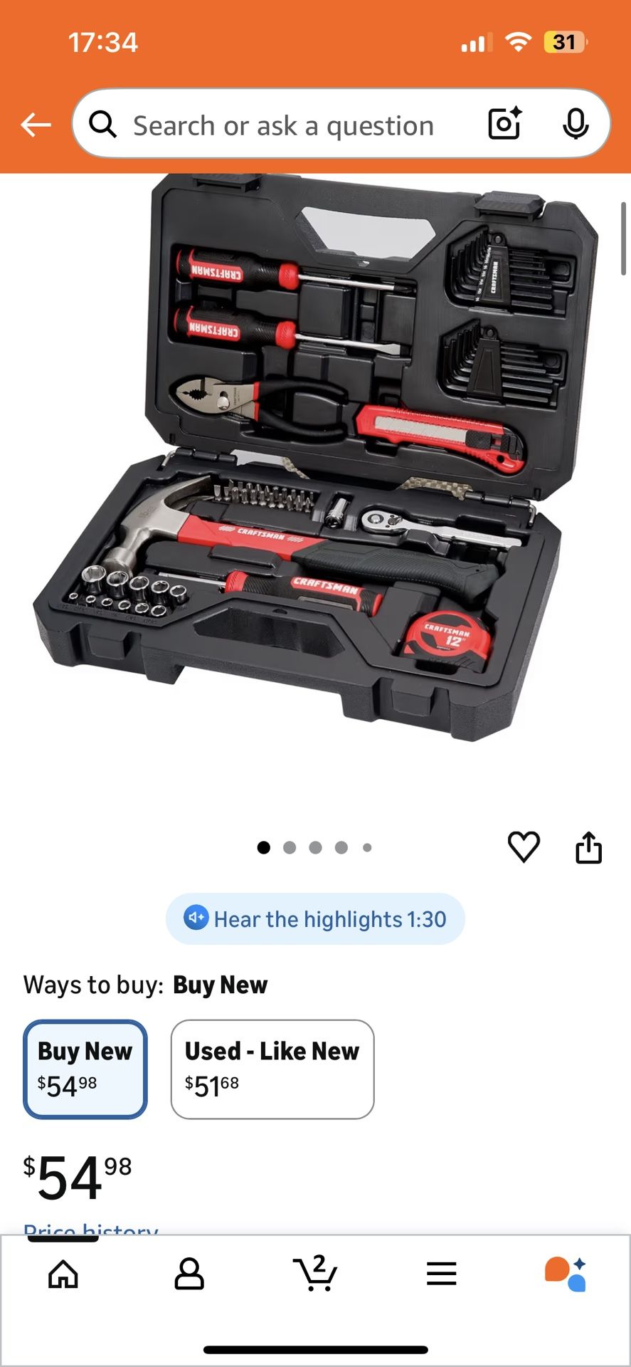 Craftsman 57 Piece Mechanics Tool Set