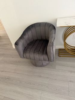 Gray Velvet Channel Tufted Accent Chairs