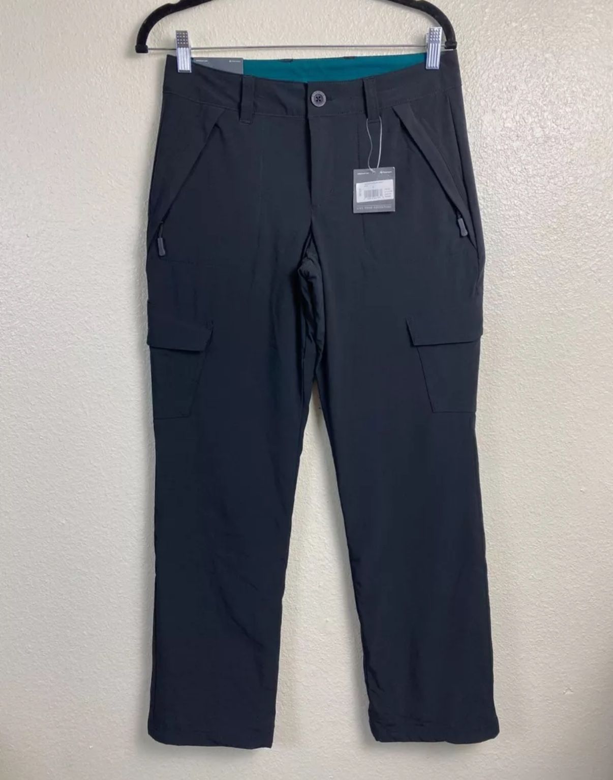 Eddie Bauer Womens Flexion Polar Fleece Lined Black Cargo Pants