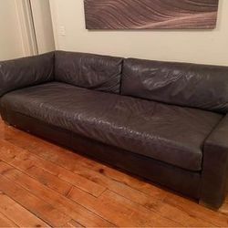 RESTORATION HARDWARE LARGE LEATHER MAXWELL SOFA IN LUXE DEPTH