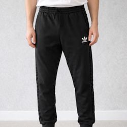 Adidas Originals Men's Size M  3-Stripes Pants Black Track Joggers