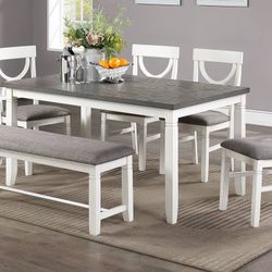 White And Gray Dining Table Set 