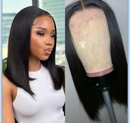 Brand new 16 Inch 13x4 Lace Front Bob Wigs 100% Brazilian Virgin Human Hair Straight