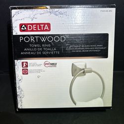 Delta Portwood Wall Mount Round Closed Towel Ring Bath Hardware Accessory in Brushed Nickel