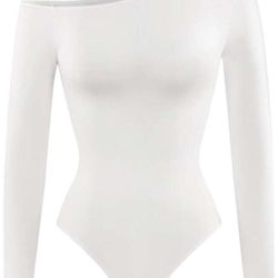 New. Sexy White Off One Shoulder Bodysuit M.