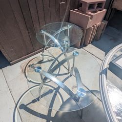 Sliver And Glass End Tables 