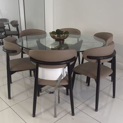 6 taupe dining chairs set