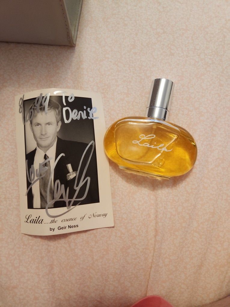 Laila Perfume Card Signed By GEIR NESS from Norway
