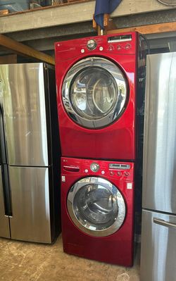 LG Front Load Set Red - Stackable Large Capacity