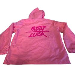 Hustle Over Luck Pink Windbreaker Jacket SZ L