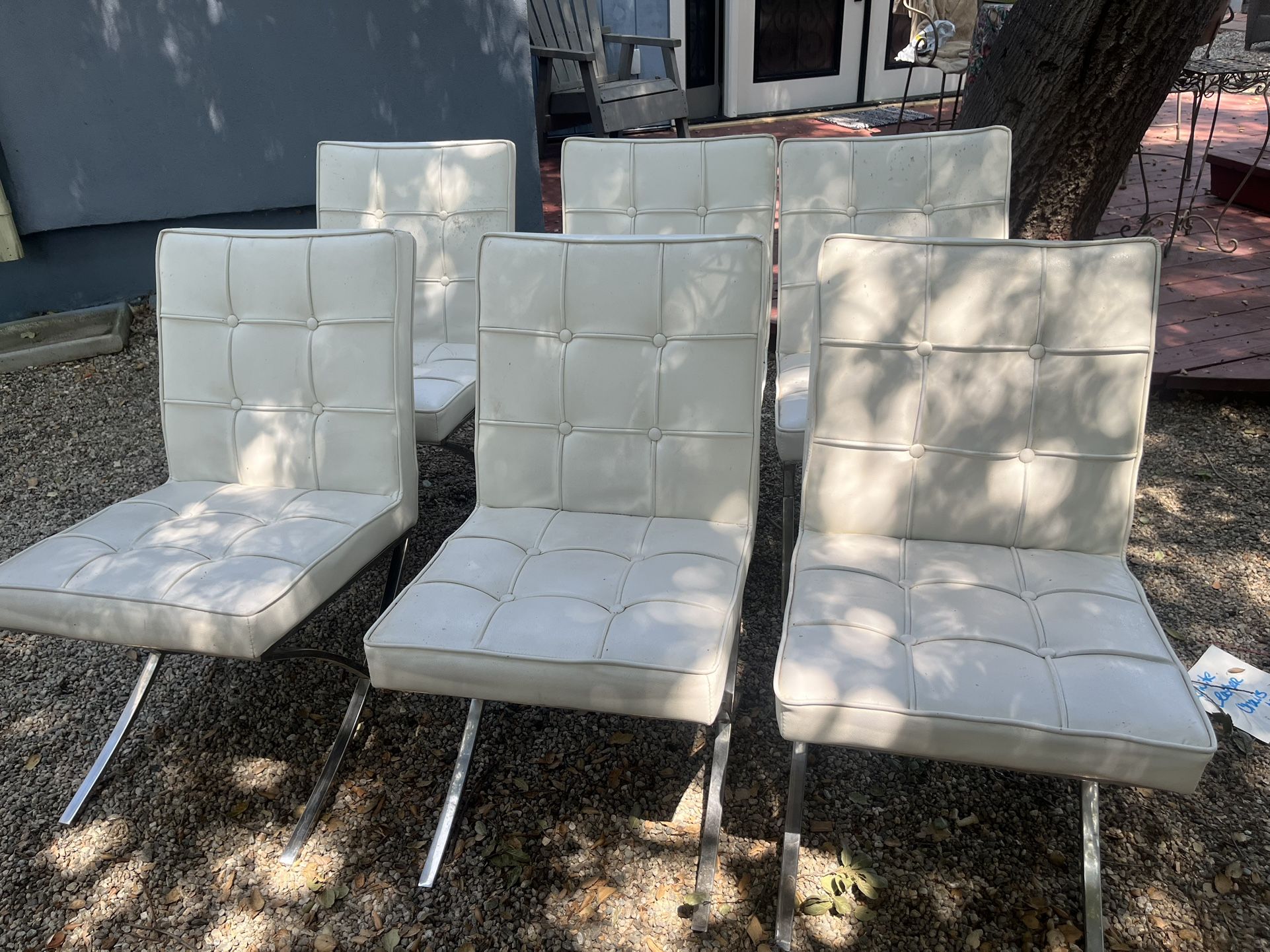 White Upholstery leather Chairs
