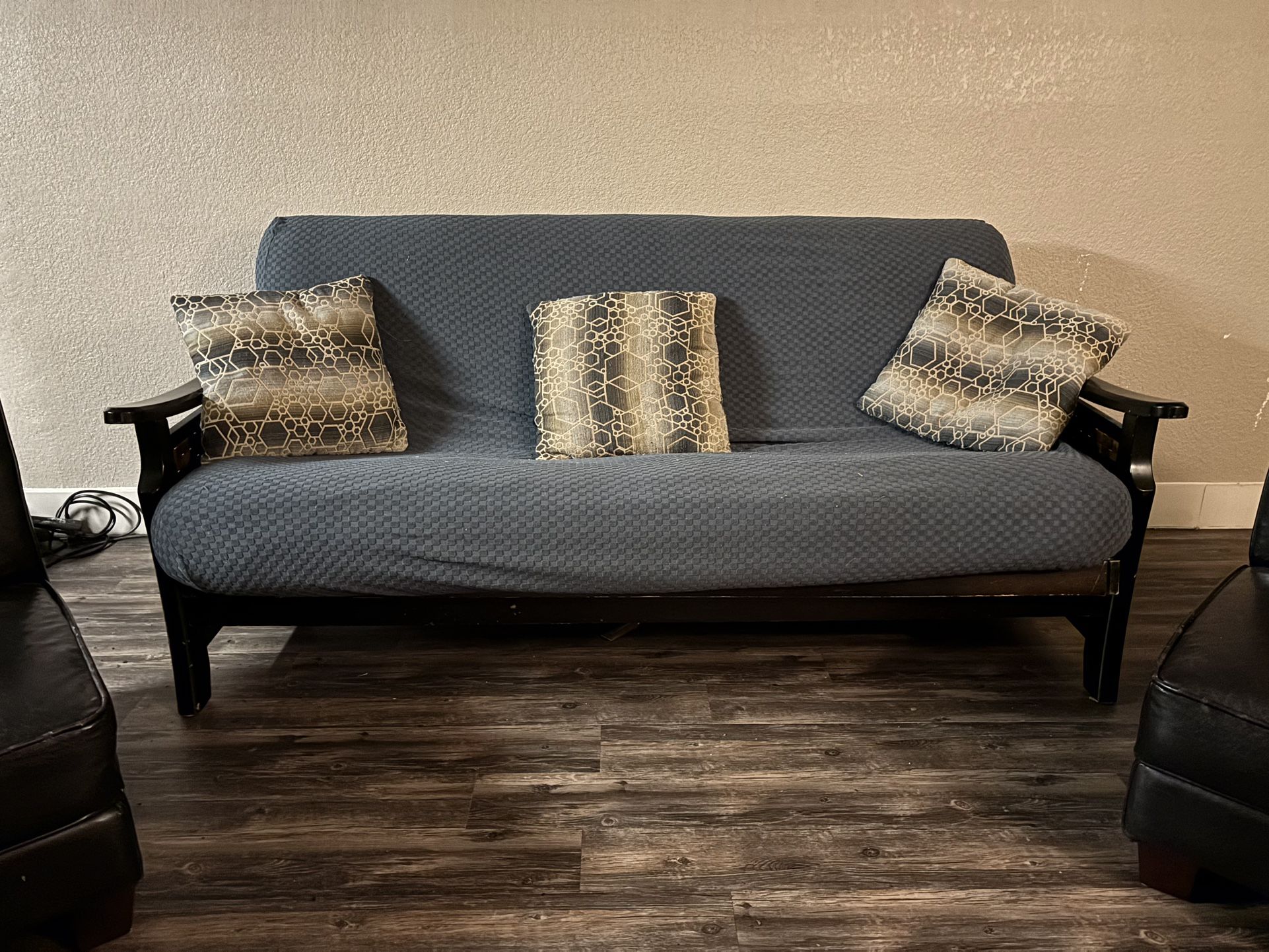 Futon Frame with Like New 12” Mattress $100 OBO