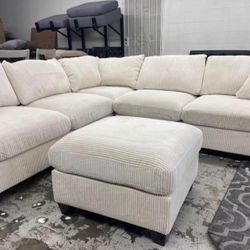 Ivory Corduroy Couch Sectional