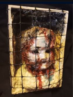 One of a Kind- Custom Made Haunted Doll Shadow Box Halloween Prop Extra Creepy Twisted Scary 6.5" X 4.5".