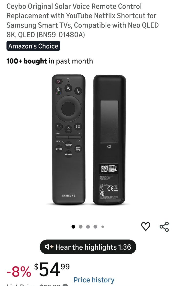 Original Solar Voice Remote Control Replacement