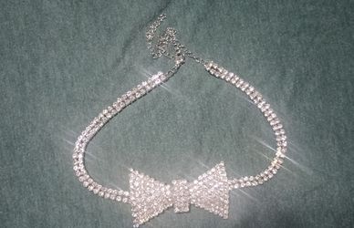 Crystal Rhinestone Bow Choker Necklace