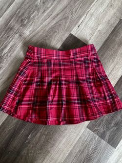 Red Plaid Mini Skirt 