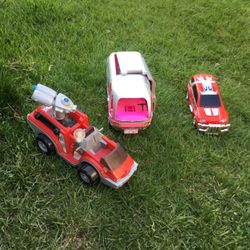 A Car, A truck , And A RV With Furnitures