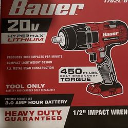 IBAUER 20V 1/2 In. IMPACT WRENCH  Bauer starter kit 5ah battery and charger