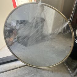 Round Brushed Gold Mirror