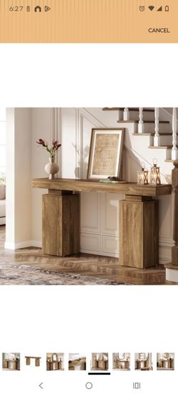 Wood Console Table with Block Legs